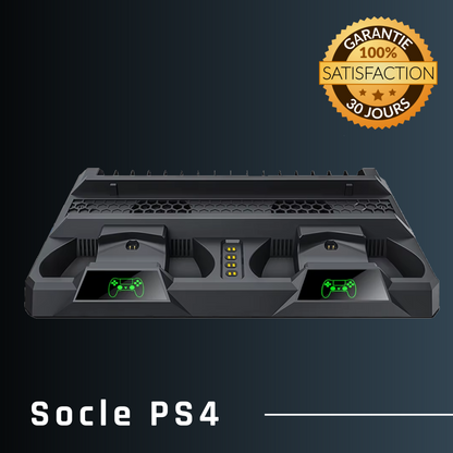 Support multifonction PS4 Noir avec ventilateur intégré, recharge manette et rangement jeux