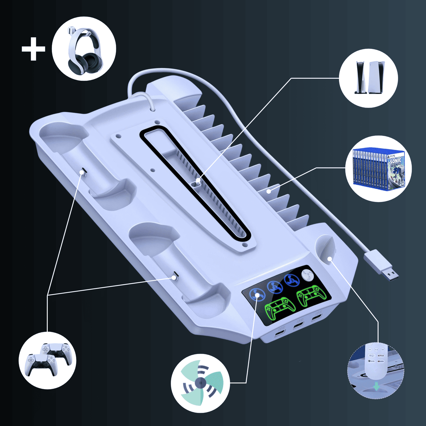 Studeazy™ - Socle Multifonction PS5 Fat/Slim/Pro